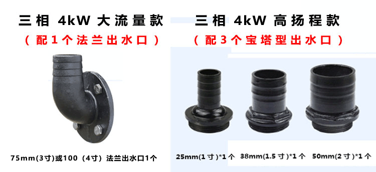 4kW雙刀切割泵配帶法蘭盤的75mm（3寸）口徑出水接口一個(gè)