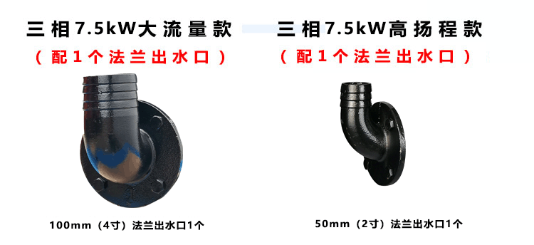 7.5kW雙刀切割泵配帶法蘭盤(pán)的75mm（3寸）口徑出水接口一個(gè)